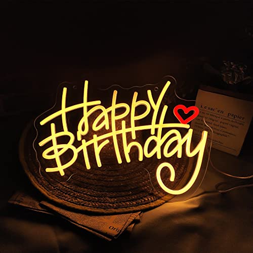 Image of Custom Happy Birthday Neon Sign,10 inch-55 inch LED Name Signs,Customizable Happy Birthday Light Up Sign for Backdrop,Personalized Neon Light Sign for Birthday Party Anniversary, Neon Lights Decoration Gifts