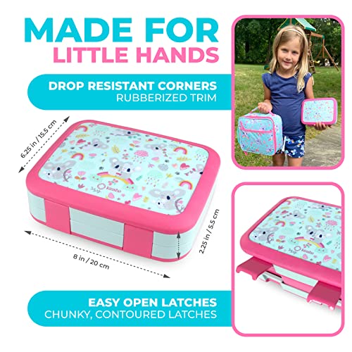 Image of Bento Lunch Box for Kids with Thermo Food Jar for Hot Food Soup, Insulated Lunch Bag and Ice Cold Pack Set, Stainless Steel Lunch Thermal, Container Boxes with 4 Compartments, Koala