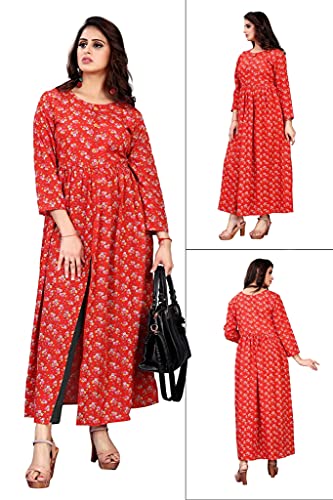 Image of H.E HAMZA ENTERPRISER Printed Crepe Material Brown Western Dress For Women