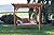 A&L Furniture Co. 8' x 10' Amish-Made Cedar Pergola with 75" Marlboro Swing Bed, Linden Leaf