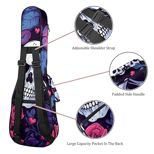 Waterproof Oxford Cloth Ukulele Bag Fairy with Bird and Flower Durable & Stylish Ukulele Case with Storage Floral Skull Lover - Les Beatles, Paul McCartney, John Lennon, RIngo Starr, George Harrison Waterproof Oxford Cloth Ukulele Bag Fairy with Bird and Flower Durable & Stylish Ukulele Case with Storage Floral Skull Lover – Image 4