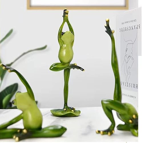 Miniatura 6 de Decoración de escritorio de rana de yoga de resina, figuras de animales, manualidades, rana en postura de yoga clásica, decoración de jardín