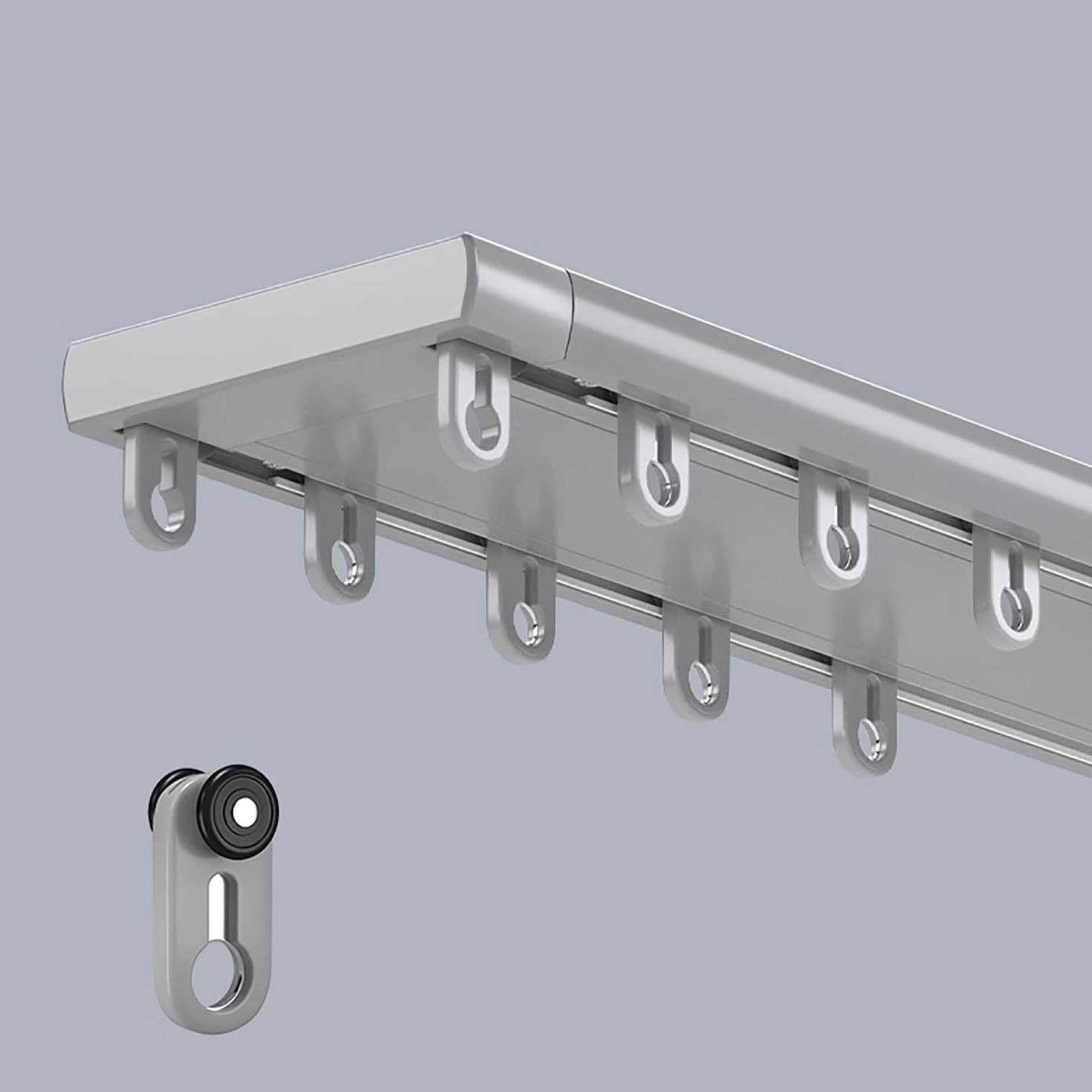 Ceiling Curtain Track Double Row Heavy Duty Aluminum Curtain Rail Ceiling Mount Room Divider Track System for Living Room Bedroom Quiet Slide Curtain Track Set with Hooks Rollers(Gray,3.3m/10.8ft)