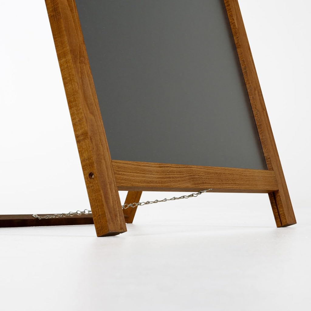 Cavalletto con cornice in legno e lavagna reversibile scrivibile per esterno ed interno | per lunga durata per ristoranti e negozi (44 X 102 CM)