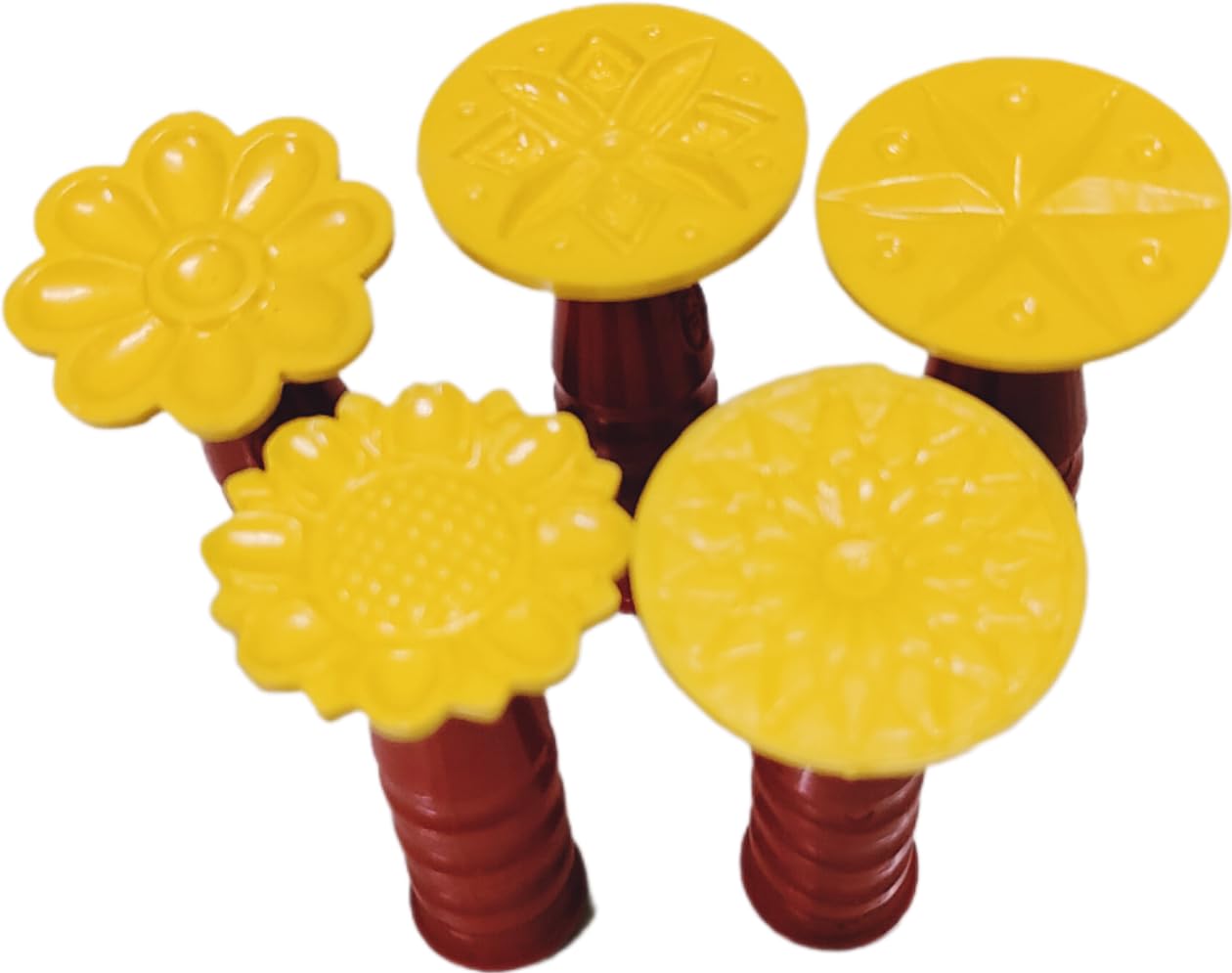 peda Maker Hand Press Stamp Chaap for Mawa Penda Sweets Stamping Mould Round Design Manual Mava Mold (4 cm Diameter, 5 Pcs)