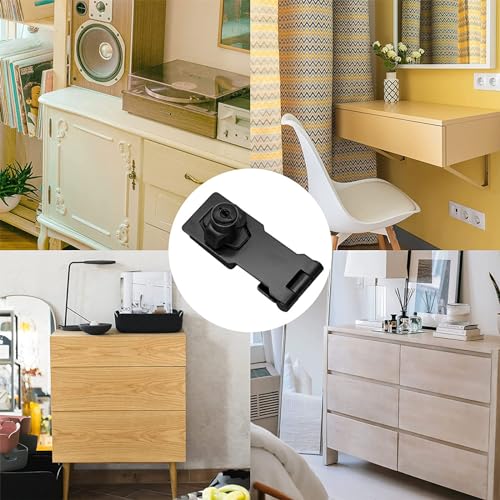 Image of Bonsicoky 2 Pcs 3 Inch Keyed Hasp Locks, Twist Knob Keyed Locking Hasp Latches Keyed Different for Small Doors, Cabinets (Black)