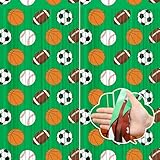 Frienda 2 Pack Green Sport Theme Party Decorations 3.3x6.6 ft Foil Fringe Curtains Basketball Football Soccer Baseball Background Birthday Decor Tinsel Streamers Photo Props for Athlete Party Supplies