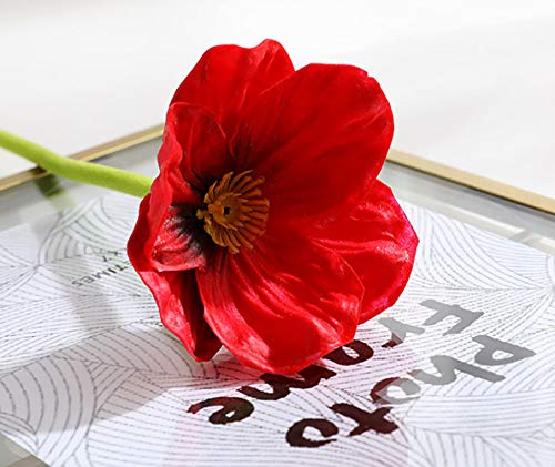 10Pcs Red Poppies Artificial Flowers With Real Look/Pu Real Touch Artificial Poppy Flowers For Indoor Outdoor Wedding Home #TOP2