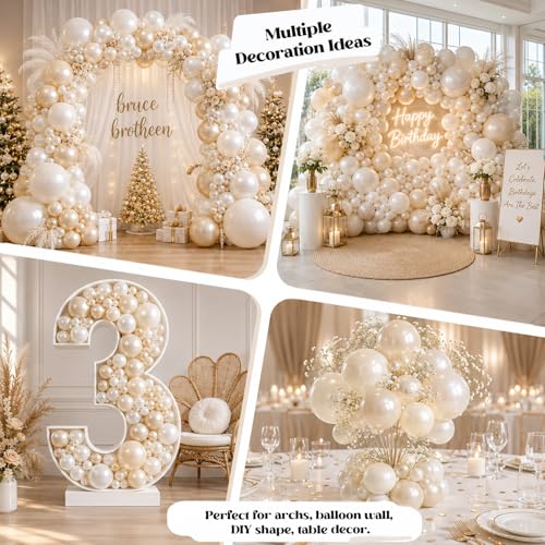 Image of Togvu Pearl White Sand Balloons, 50Pack 5 Inch Small Mini Pearl Cream Beige Latex Party Balloons for Wedding Baby Bridal Shower Engagement Proposal Birthday Party Decorations
