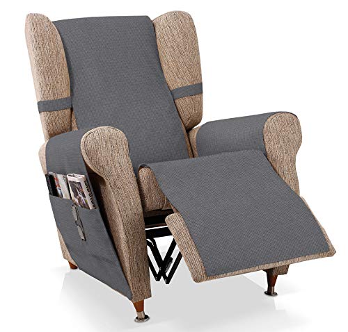 JM Textil Sesselschoner Relax GEA Größe 1 Sitzer (55 cm), Farbe Blei-Grau