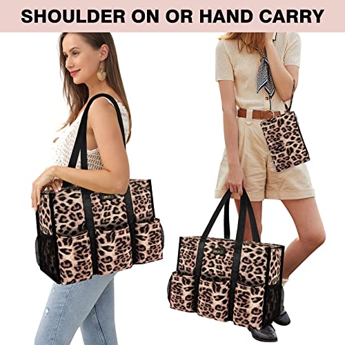 Image of IBFUN Utility Tote Bag with 24 Pockets, Large Teacher Tote for Women with Laptop Compartment, Travel Tote Bag with Zip Top