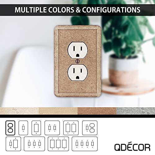 Questech Décor Single Duplex Electrical Outlet Cover Wall Plate, 1-Gang Single Switch Plate Standard Size Receptacle Cover, Decorative Wall Plate Tumbled Texture, Noche, 3 Pack #TOP5