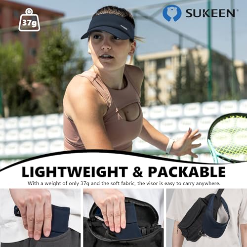 Image of Sukeen Sports Sun Visor Men Women Lightweight Portable Cooling Stretchy Visor Hat for Running, Golf, Daily Wear