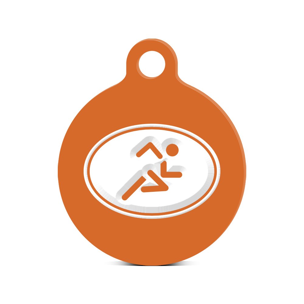 Oval Running Round Keychain with Tab engraved triathlon marathon Orange
