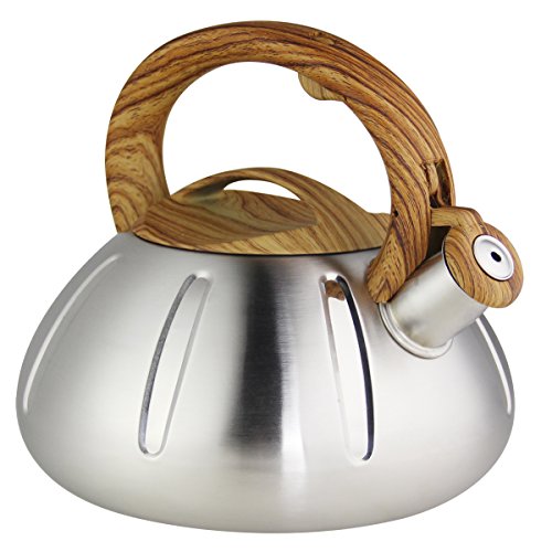 Riwendell Stainless Steel Whistling Tea Kettle 2.6-Quart StoveTop Kettle Teapot (GS-04038B-2.5L)