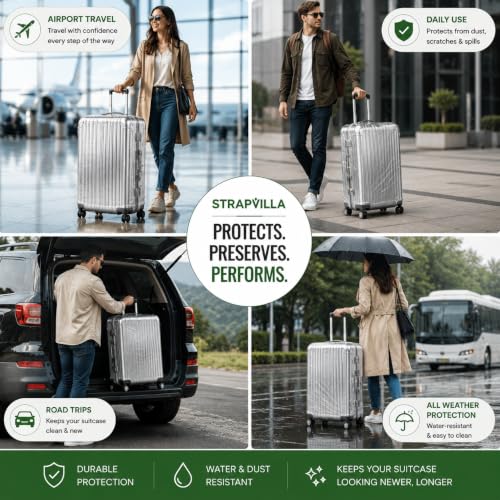 Image of Suitcase Cover Small Size for Travel Luggage Protection | Dustproof Trolley Cover | Washable Reusable Trolley Bag Cover Small Size | Zipper Closure Luggage Cover 20 Inch for Hard Suitcases