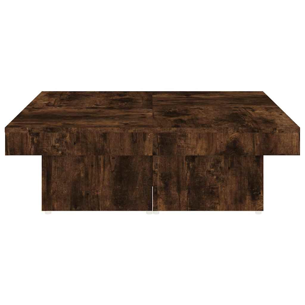 Mesa de centro de roble ahumado, 90 x 90 x 28 cm, mesa de salón cuadrada de madera, robusta mesa de café para aperitivos y artículos decorativos