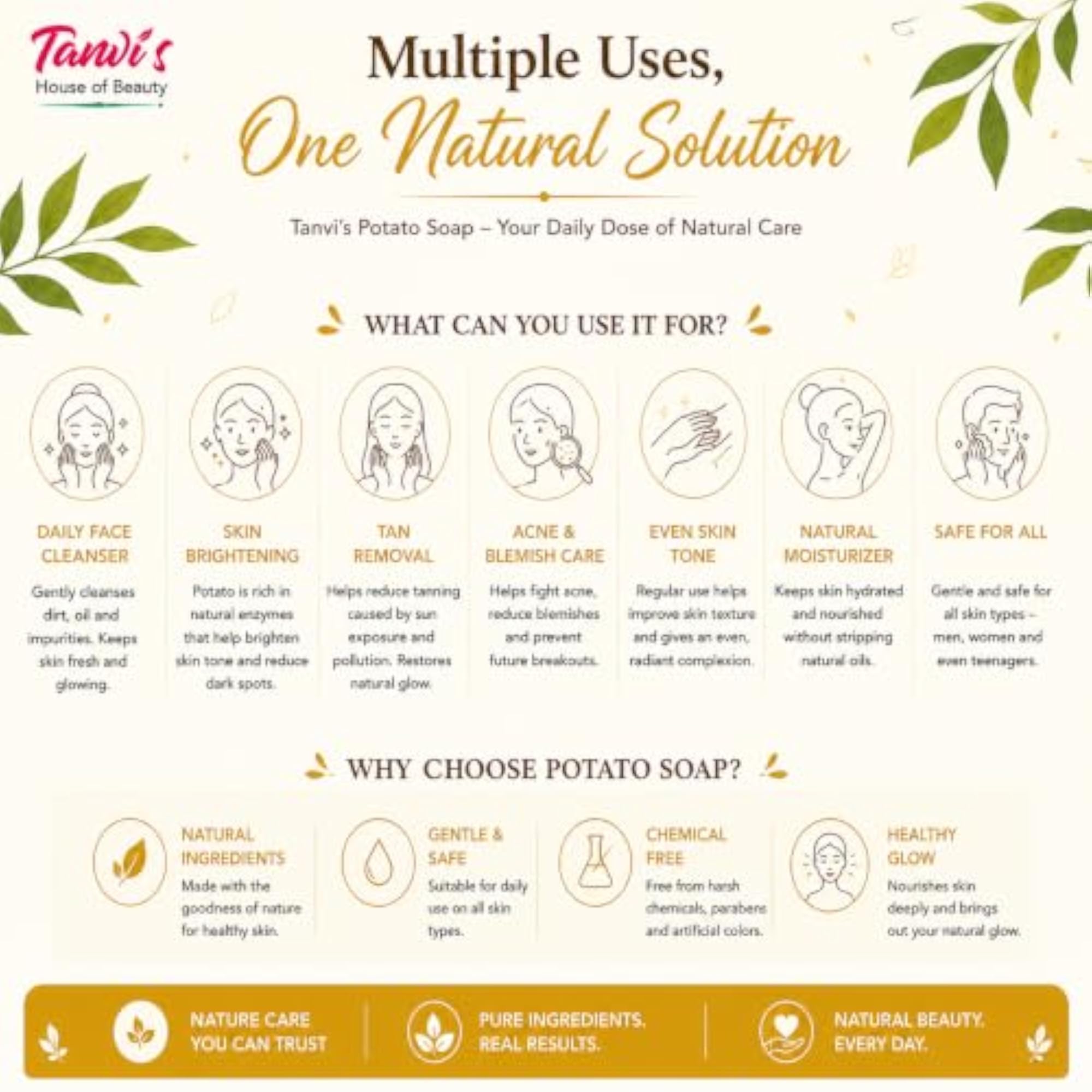 Tanvi Potato Soap, Brightening & Tan Removal Bar