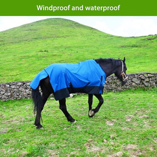 Image of Adjustable Waterproof Horse Sheet | Horse Blankets for Real Horses|Perfect Rainy Day Protection(80 inch, Blue)