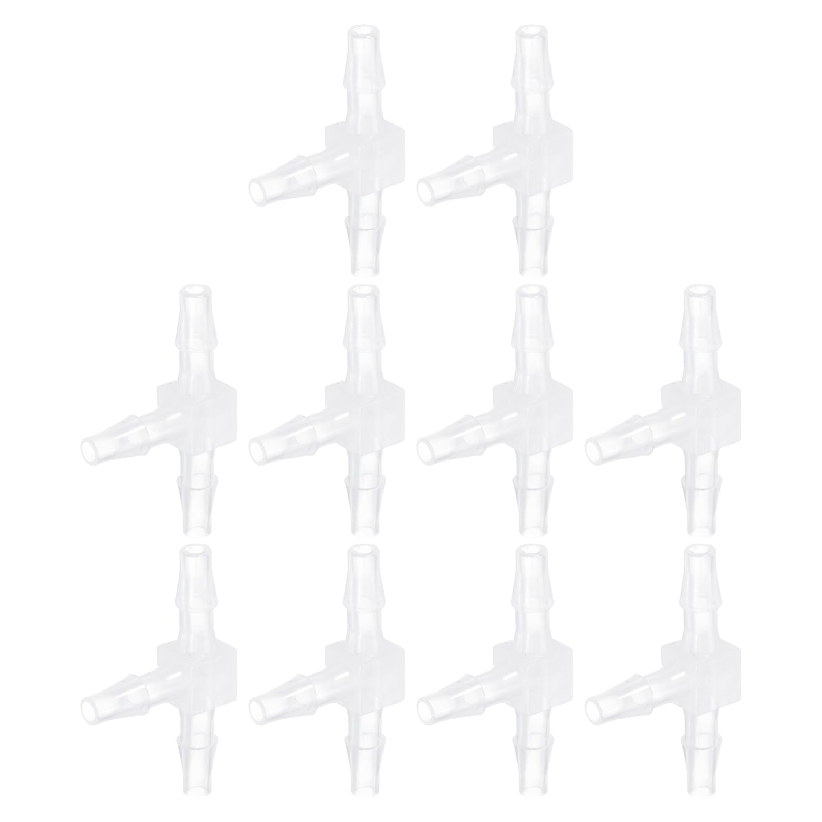 sourcing map 6pcs Plastic Hose Barb Fitting, 5/32" x 5/32" t Shape Tee Barbed Hose Pipe Fitting Splicer Mender Joint Adapter for Water Liquid Fuel Line Tube, Clear
