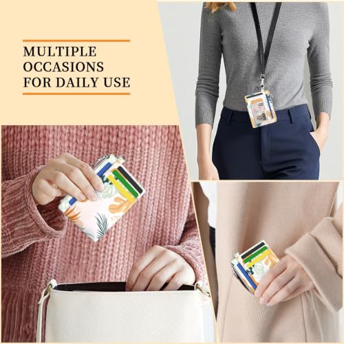 Image of Hancynir Boho Leaves Slim Wallet Women Credit Card Holder, RFID Small Cute