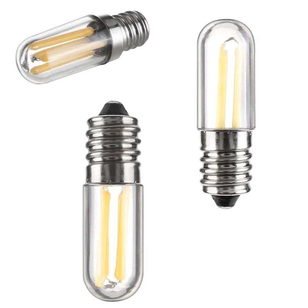 HHF Iluminación del hogar, Paquete de 20 Bombillas de filamento LED AC220V E14 1W/2W/4W Mini lámparas COB refrigerador congelador máquina de Coser iluminación(Warm White,E14 4W)