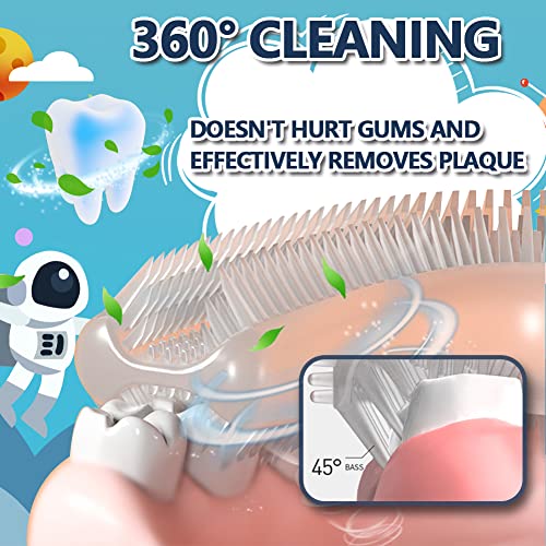 Image of Kids Electric Toothbrush U Shape Dinosaur Ultrasonic Automatic Toothbrush with Replacement Soft Bristles Heads Six Modes 360Oral Cleaning IPX7 Waterproof Smart Rechargeable Toothbrush