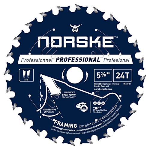 Norske Tools NCSBS401 5-3/8 inch 24T Socktooth Circular Saw Framing Blade 5/8 Bore
