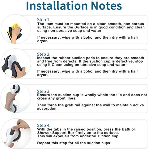Newthinking Suction Bathroom Grab Rails, Hand Rail for Elderly, Portable Mobility Aids Safety Handle with Suction Cup Fitting, No Fixings Needed for Bathroom, Children and Disability Aids (1 Pack)