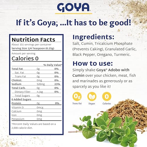 Goya 00034094 Adobo All Purpose Seasoning With Cumin By Goya, Poultry, Seafood, Meat, And Vegetable Seasoning, Fat Free And Calorie Free Latin Spice Blend thumb #2