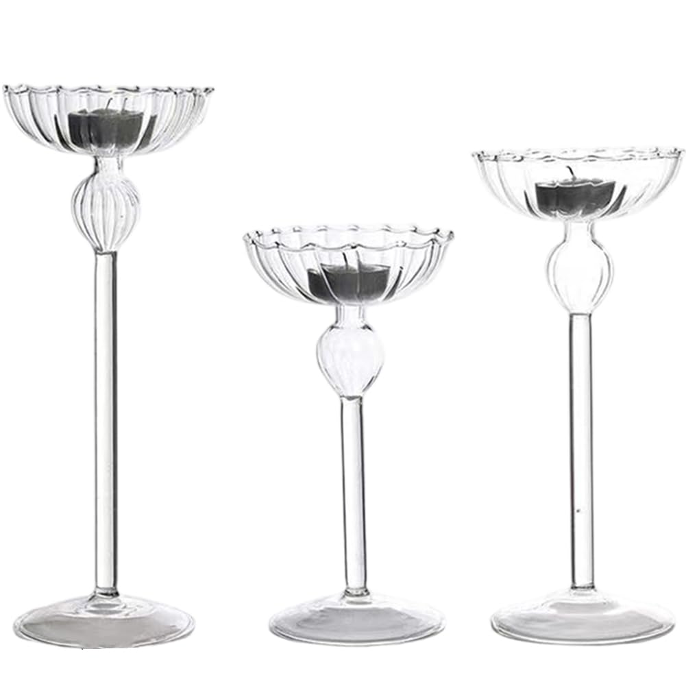 Vjsujehgy High Footed Striped Candlestick Home Decoration Ornaments Wedding Supplies for Romantic Candlelight Dinner