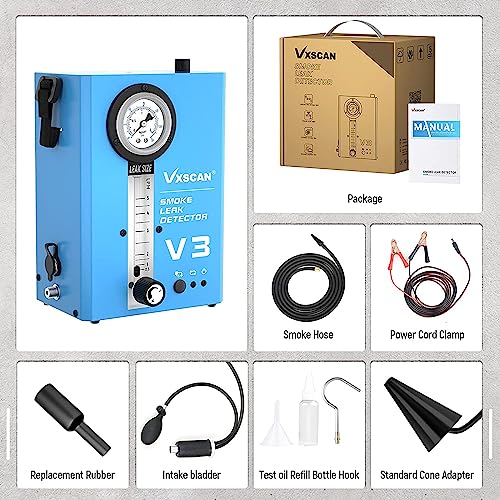 Foto von VXSCAN EVAP Nebelmaschine Kfz Rauchmaschine Lecksuchgerät mit Druckanzeige & Durchflussmesser-Anzeige kfz Nebelmaschine 12V für Alle Autos Motorräder Schneemobile ATV Leichte Lastwagen Boote, V3
