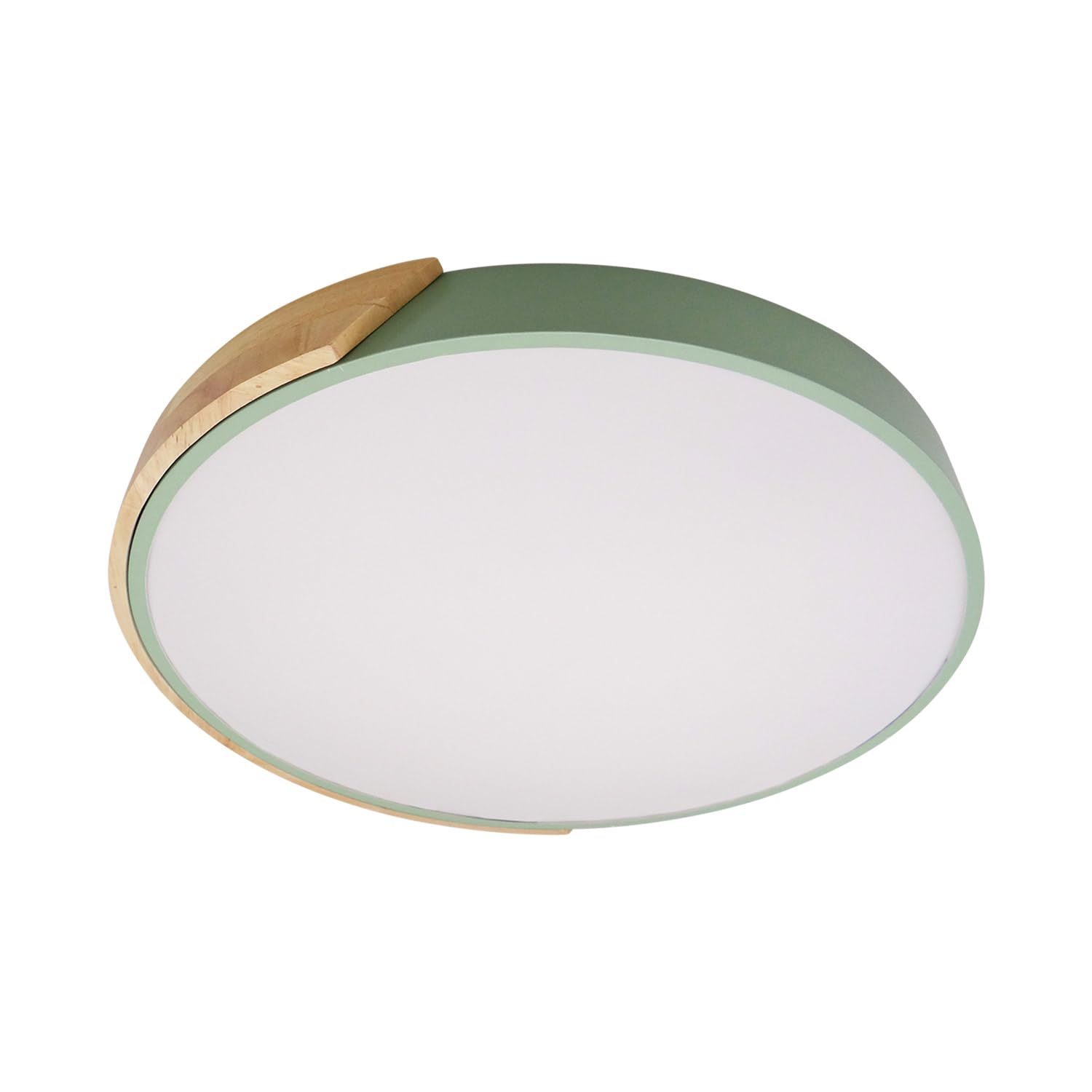 LEDKIA Plafoniera LED Circolare da 24 W in Legno e Alluminio, Ø 418 mm, CCT | CCT Selezionabile | Ø418 mm | Metallo e Legno | Verde Celadon