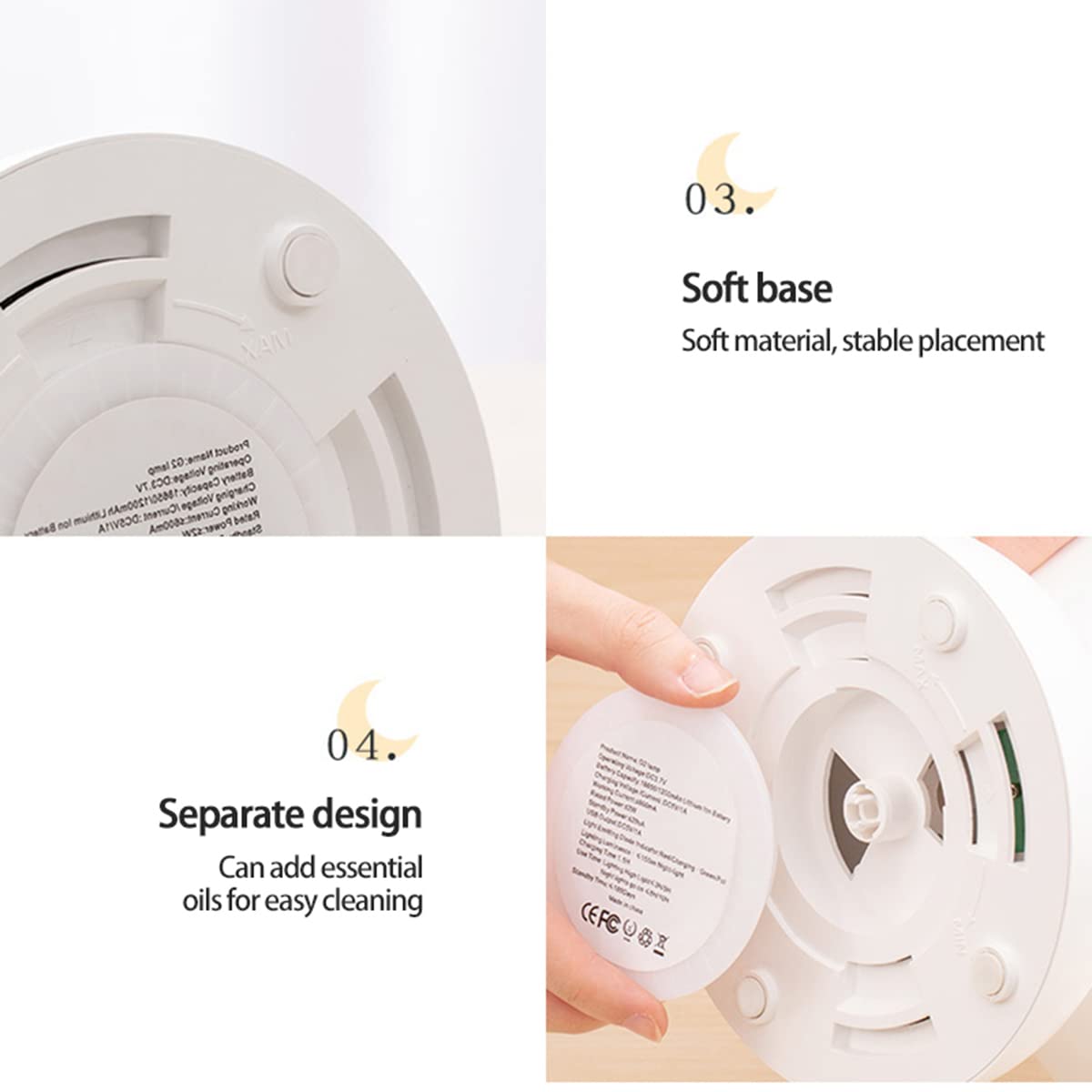 Lampka stołowa LED, lampki nocne do sypialni dla dzieci, księżycowa lampka nocna, ściemnialna, złącze USB typu C, aromaterapeutyczne lampki nocne do pokoju dziecięcego, prezenty, A