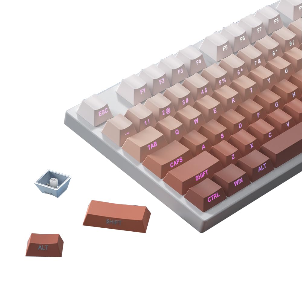 Photo 1 of PBT Keycaps-Side Print Key Cap Set, Double Shot Shine Through Custom Key caps, Cherry Profile 133 Keys for Mechanical Keyboards (Gradient Rouge)