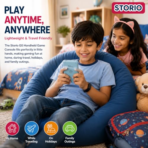 Image of Storio G5 Handheld Game Console for Kids | Retro Gaming Device with 3.0 Inch HD Screen | 500 Built-in Classic Games | AV Output | Portable Video Game Player for Boys & Girls | Multicolour