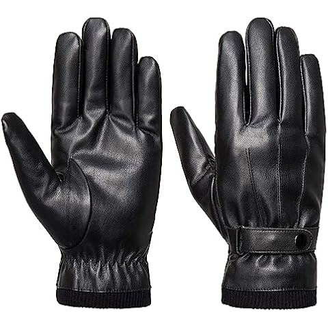 UHINOOS Leather Gloves for Men Winter Touchscreen, Warm PU Snow Driving Gloves Waterproof for Your Family (Large) Cover