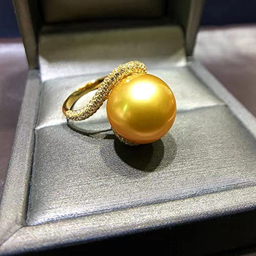 Natural Nanyang women gold pearl ring 12-13MM AAAA fresh water 925 Sterling Silver Cultured pearl ring engagement ring, birthday gift ring, diamond ring3