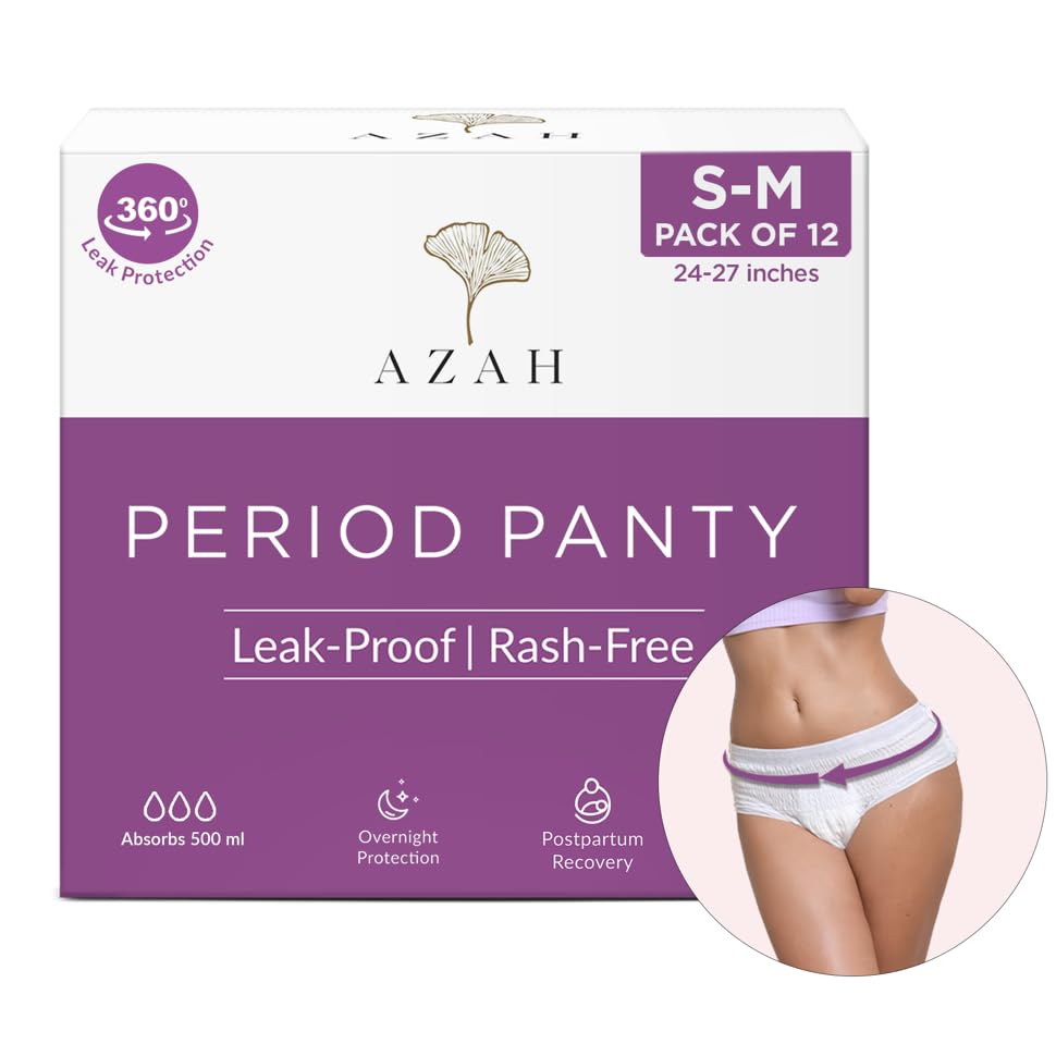 AZAH Period Panty For Girls [S-M Pack of 12] | Disposable Period Panty for women Heavy Flow| Leak Proof| 12 Hrs Protection| Super Absorbent 360° Coverage| Rash Free Maternity Panties After Delivery (B0CQ4NQWGG) Amazon Price History, Amazon Price Tracker