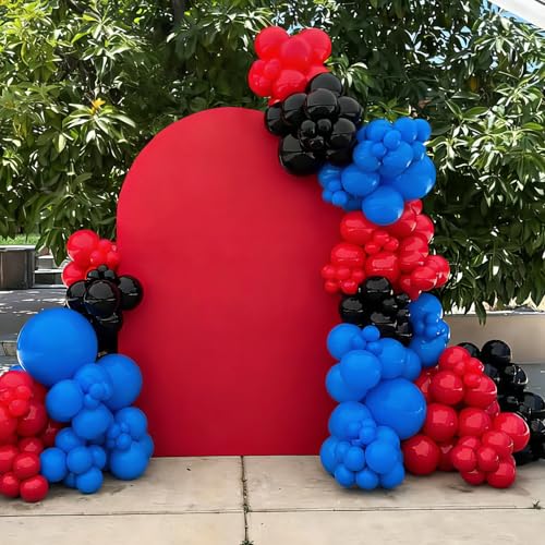Image of Red Blue and Silver Balloon Arch Garland Kit, Black Red Blue Confetti Silver Balloons for Man Boys Kids Baby Shower Birthday Graduation Party Decorations
