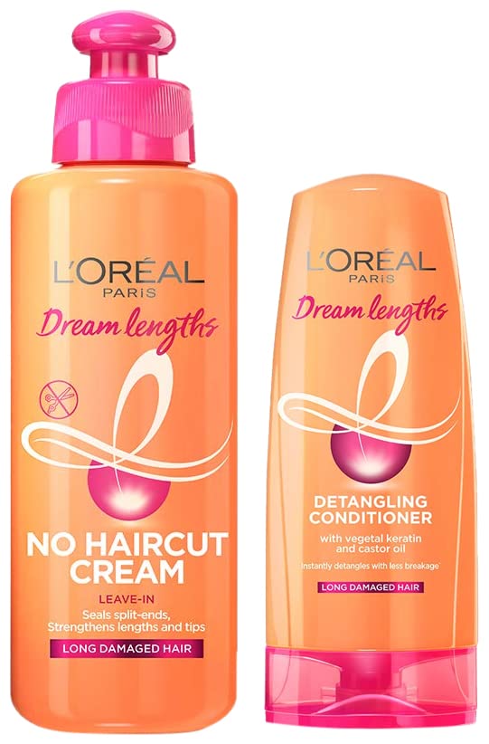 Image of L'Oreal Paris Dream Lengths No Haircut Cream Leave-In Conditioner, 200ml & L'Oreal Paris Dream Lengths Conditioner 192.5ml