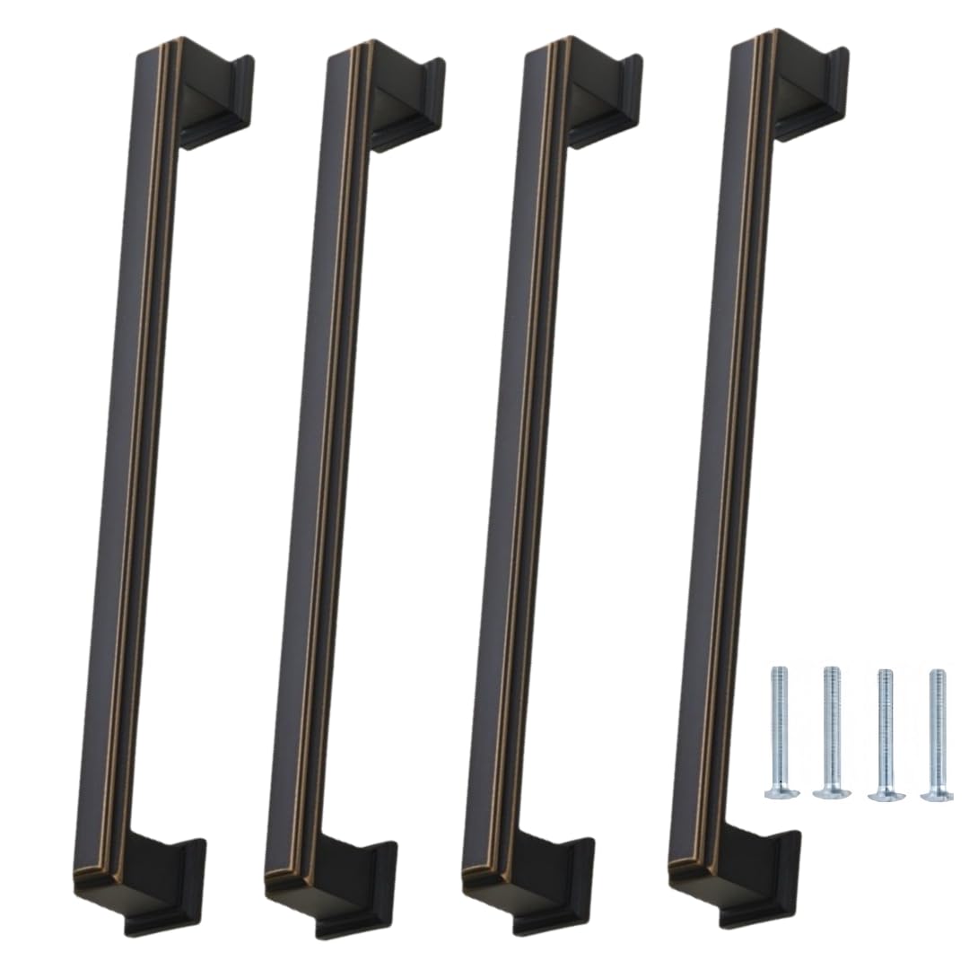 NLQCSXWEP Zinc Alloy Cabinet Bow Handle, Zinc Alloy Cabinet Wardrobe Door Drawer Handle Black Pack of 4(C-192mm Black)