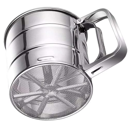 Image of Stainless Steel Flour Sifter with Hand Press Design | Large Atta Chhani