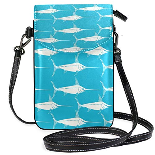 Preisvergleich Produktbild Handy Geldbörse Crossbody Schwertfische Muster Design Handy Geldbörse Geldbörse für Frauen Mädchen Kleine Crossbody Geldbörsen Taschen