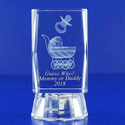 12 pcs Personalize Custom Laser Etched Engraving 3D Baby Carrige, Pacifier Crystal Glass Cube for Baby Shower (3