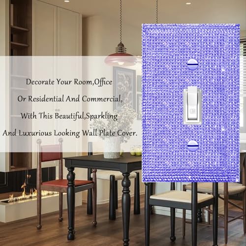 Image of 2 Pcs Shiny Purple Single Toggle Light Switch Plate Wall Plates Light Switch Cover Plate Decorative Switch Covers Purple Rhinestones Wall Plate