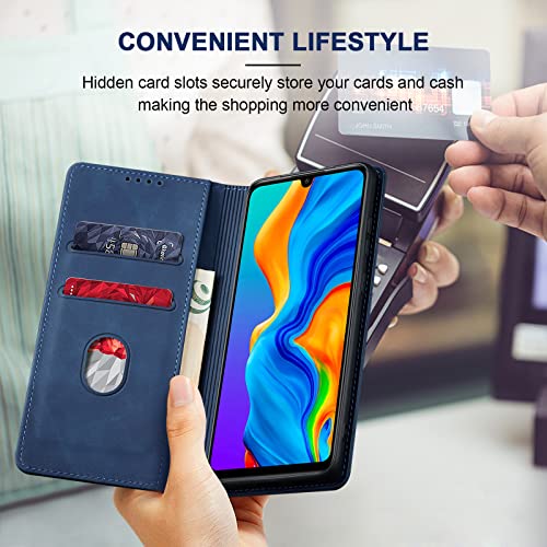 Image of Jasonyu Wallet Case for Huawei P30 Lite, PU Leather Cover with Stand, Magnetic Folio Flip, TPU Shockproof Interior Case and Card Holder Slots, Blue