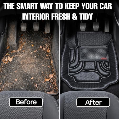 Image of OTO2EYE Car Floor Mat 4.5D Compatible for Maruti Suzuki Wagon R (2019 Onwards) All Model, 100% Waterproof Tray Shape, Set of 3 Pieces, Top Notch PVC 4.5D Foot Mats, Washable, 1 Year Warranty