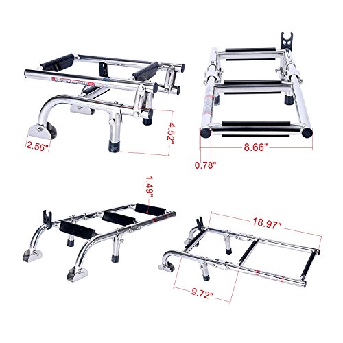 Amarine Made Marine Boat Foldable Stainless Steel 3 Steps Ladders Stern Mount W