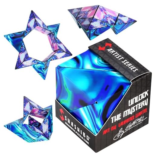 Shashibo Formwechsel-Box – Preisgekrönter, patentierter Zappelwürfel mit 36 Seltenerdmagneten – lässt Sich in über 70 Formen verwandeln (Mystic Ocean)